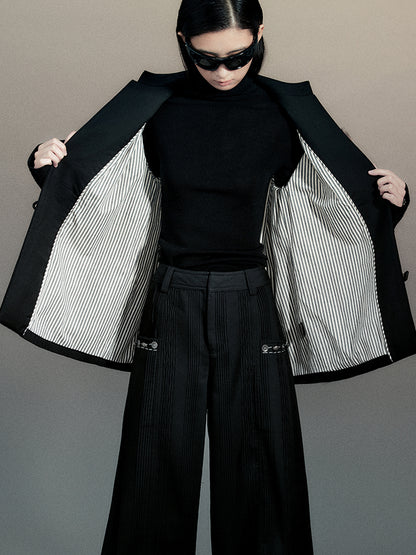 AnnoMundi Textured Willow Leaf Fold Jacket V Neck T Shirt Long Sleeve