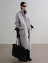 AnnoMundi Thick Wool Alpaca Blend Utility Long Slim Notched Collar Grey Women Coat