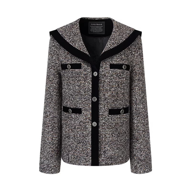 AnnoMundi_Thick_Wool_Blend_Relaxed_Commuter_Sailor_Collar_Mid_Length_Gray_For_Women_Jacket_MISSTT