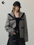 AnnoMundi Thick Wool Blend Relaxed Commuter Sailor Collar Mid Length Gray For Women Jacket