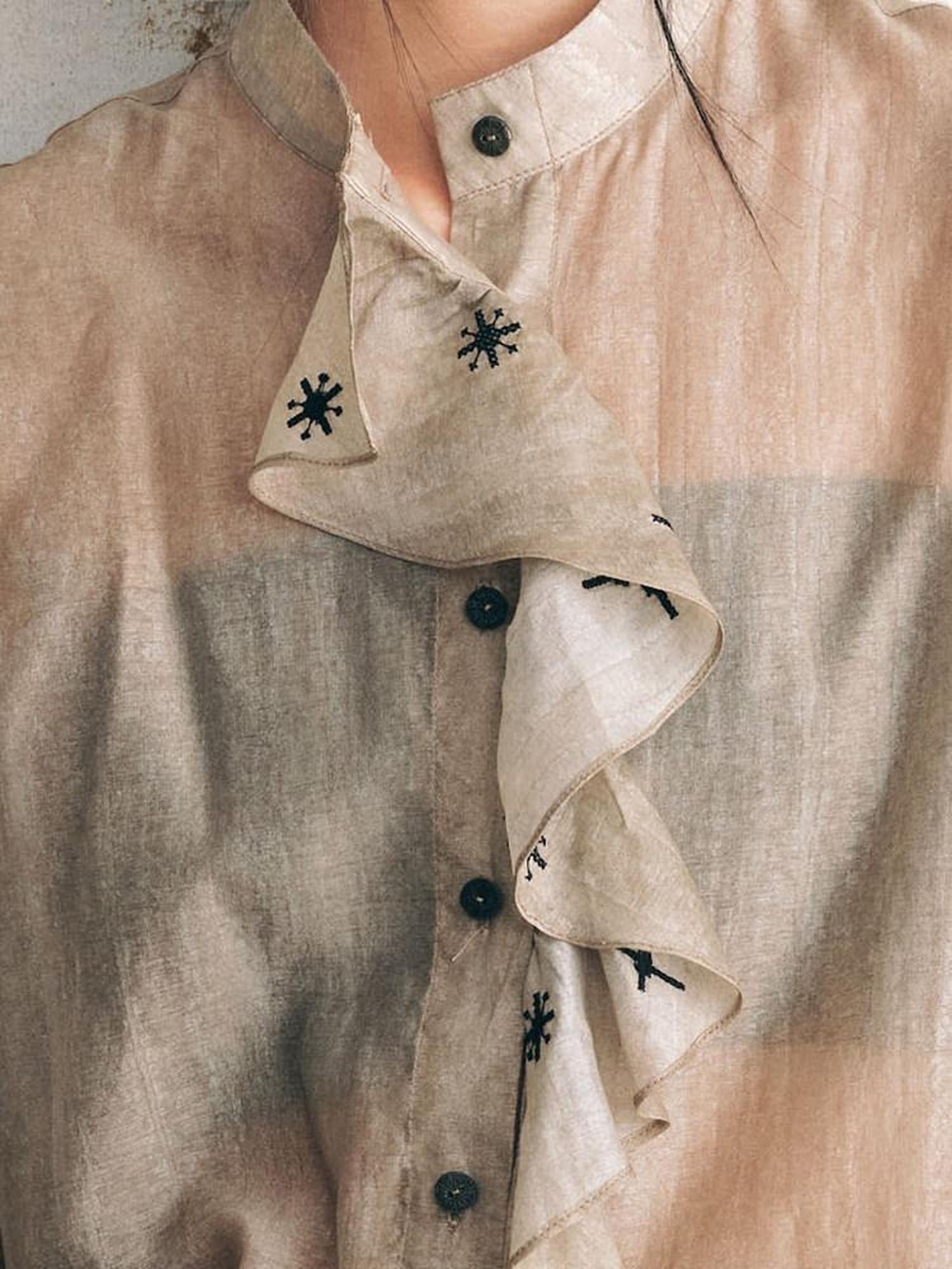 AnnoMundi Tie Detail Lace And Flying Bird Embroidery Women&