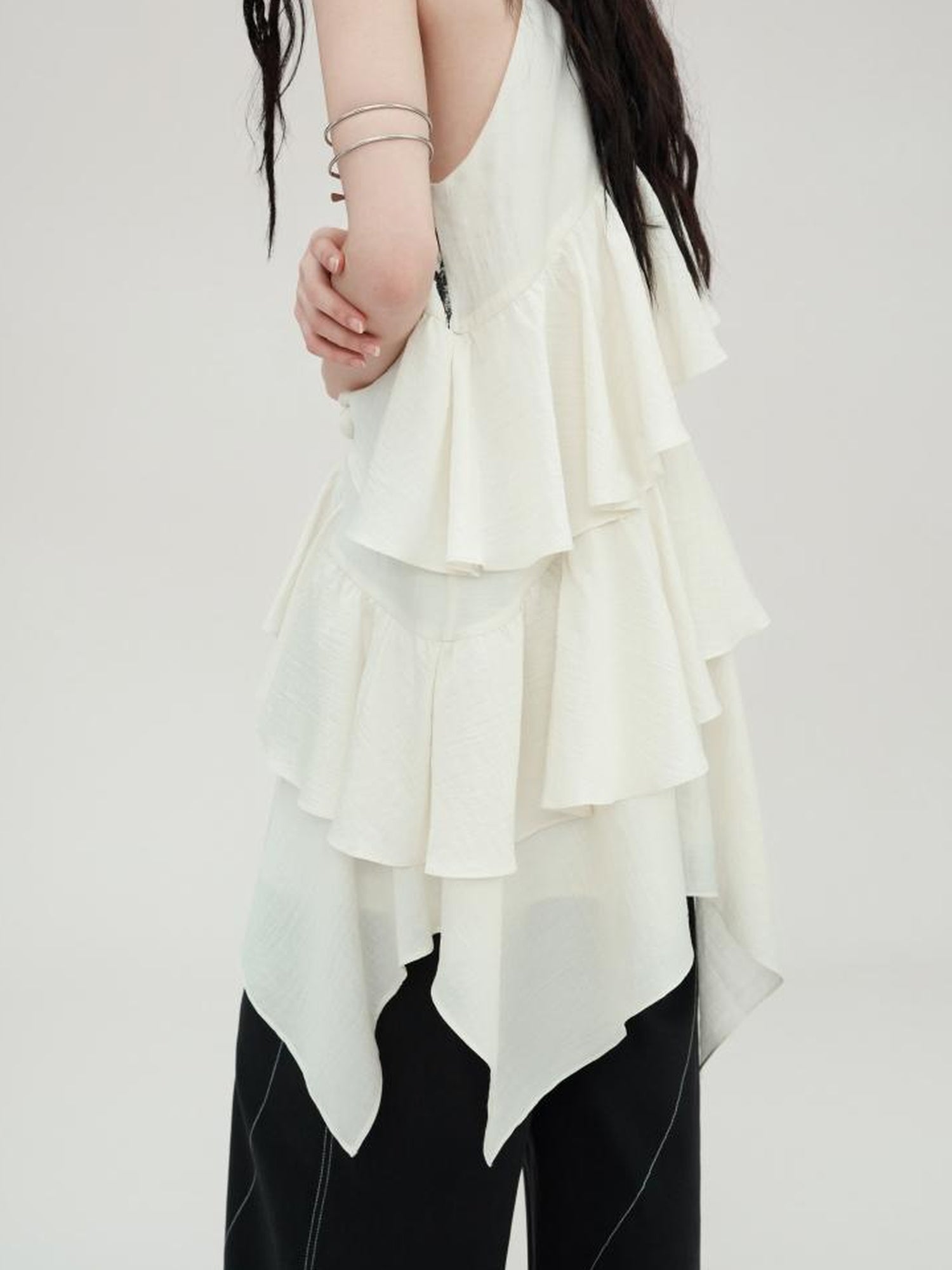 AnnoMundi Tulip Embroidered Wave Layered Halter Dress