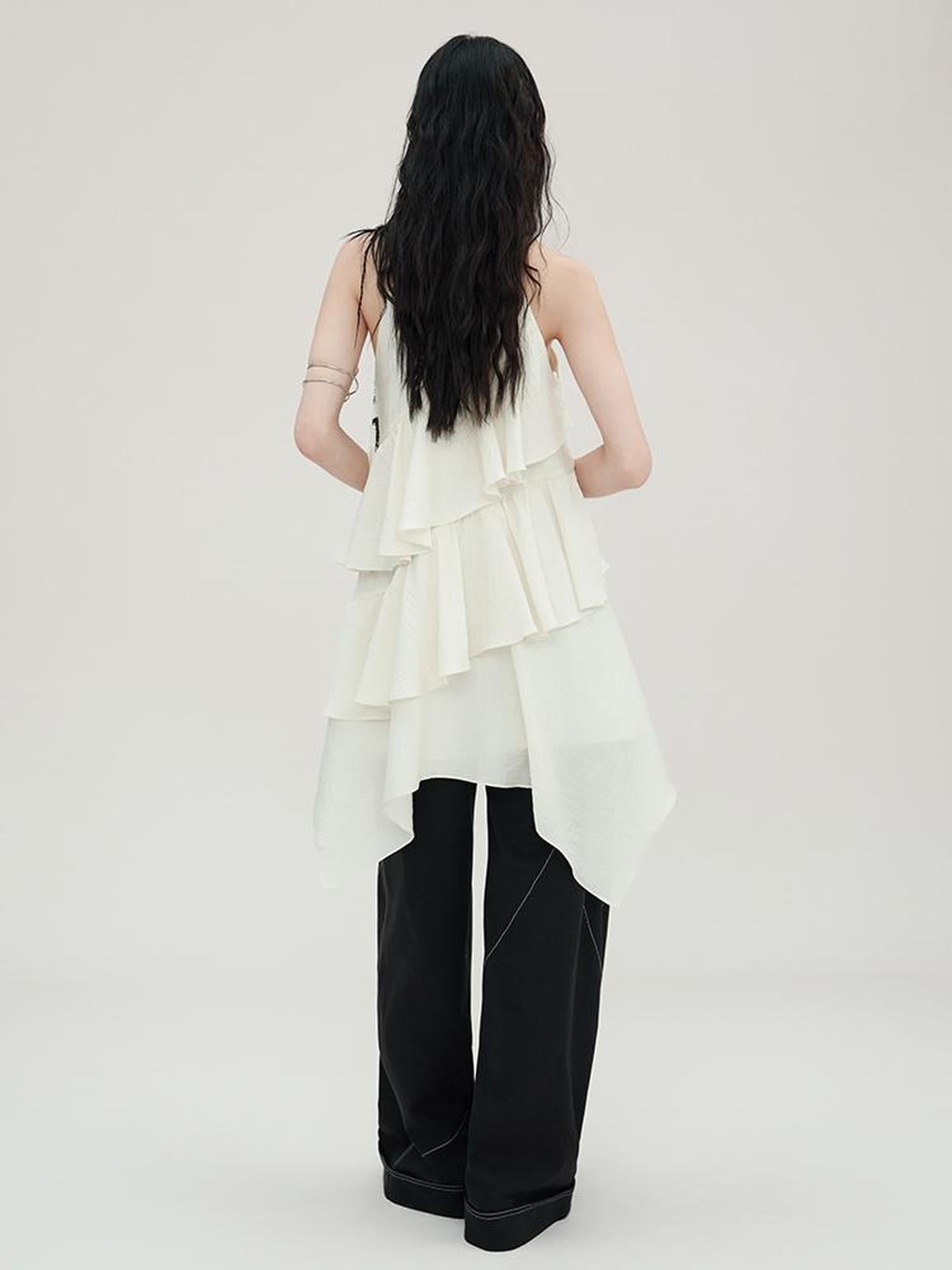 AnnoMundi Tulip Embroidered Wave Layered Halter Dress