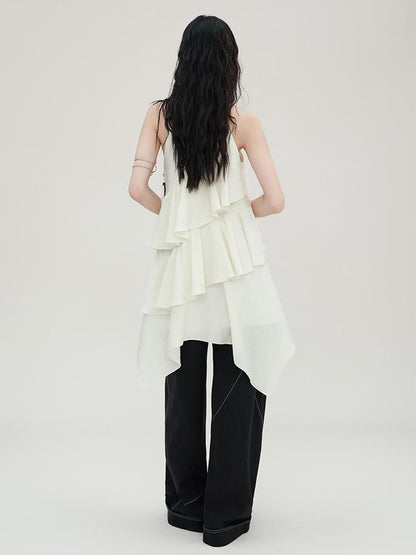 AnnoMundi Tulip Embroidered Wave Layered Halter Dress