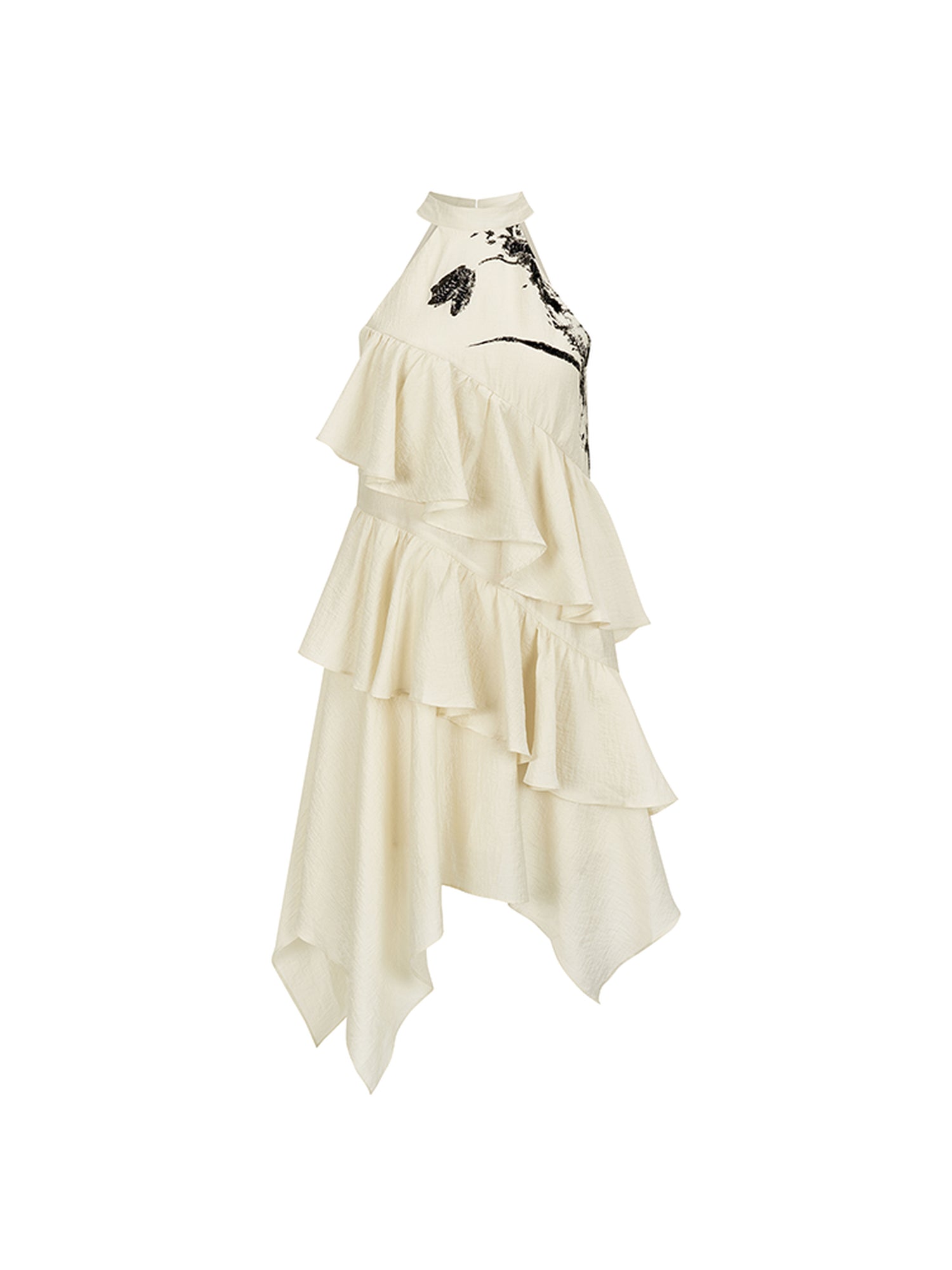 AnnoMundi Tulip Embroidered Wave Layered Halter Dress