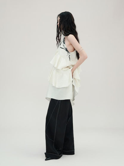 AnnoMundi Tulip Embroidered Wave Layered Halter Dress