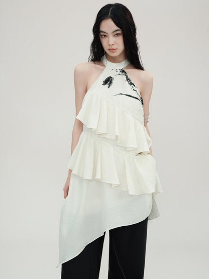 AnnoMundi Tulip Embroidered Wave Layered Halter Dress