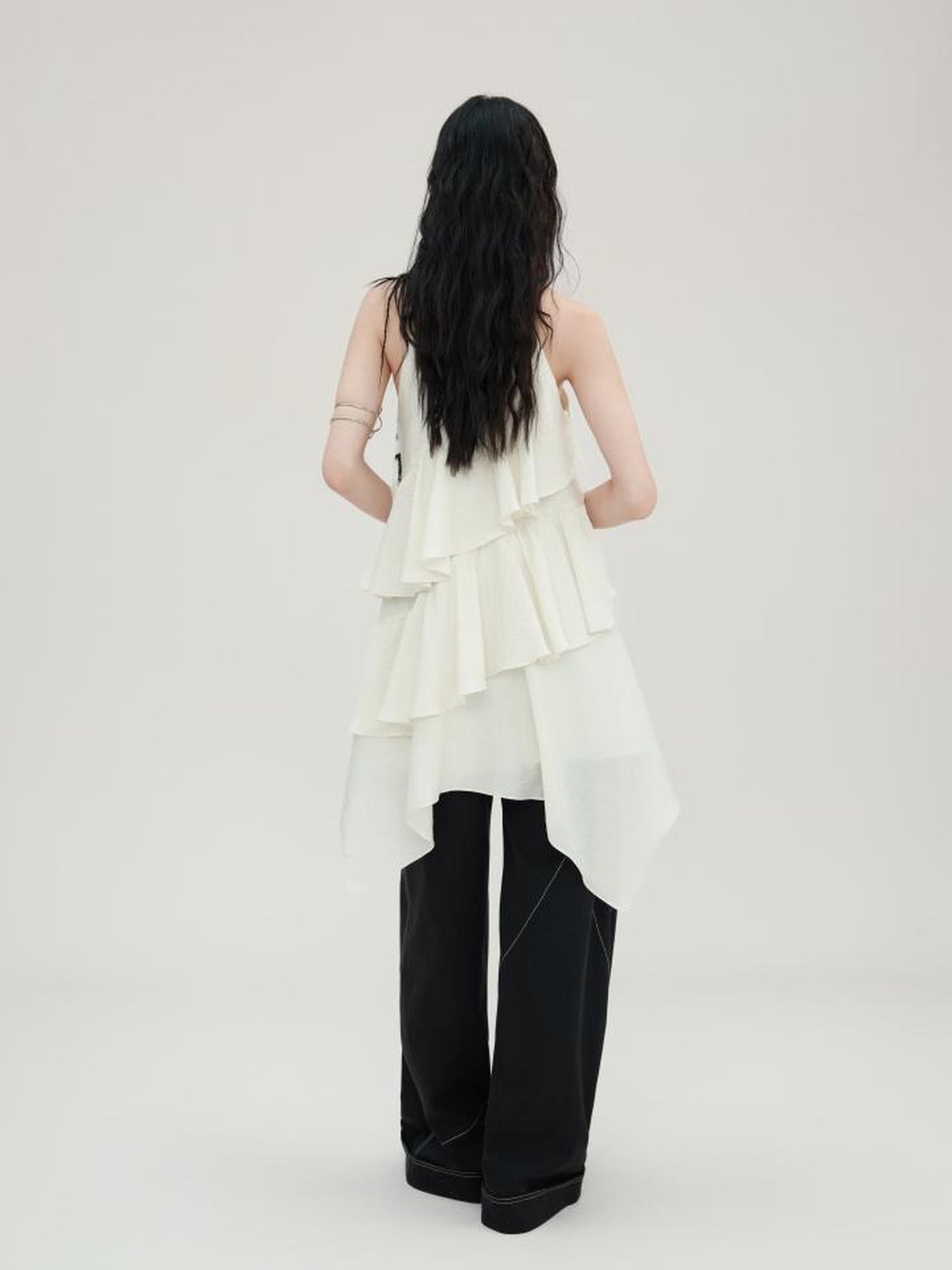 AnnoMundi Tulip Embroidered Wave Layered Halter Dress