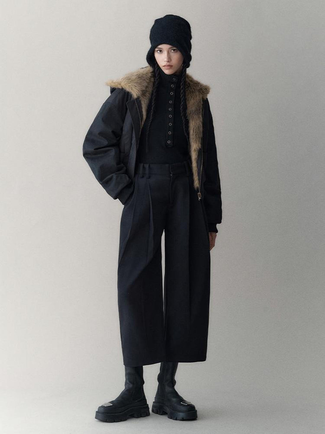 AnnoMundi Twilight Rhythm Winter Eco Fur Short Utility Jacket