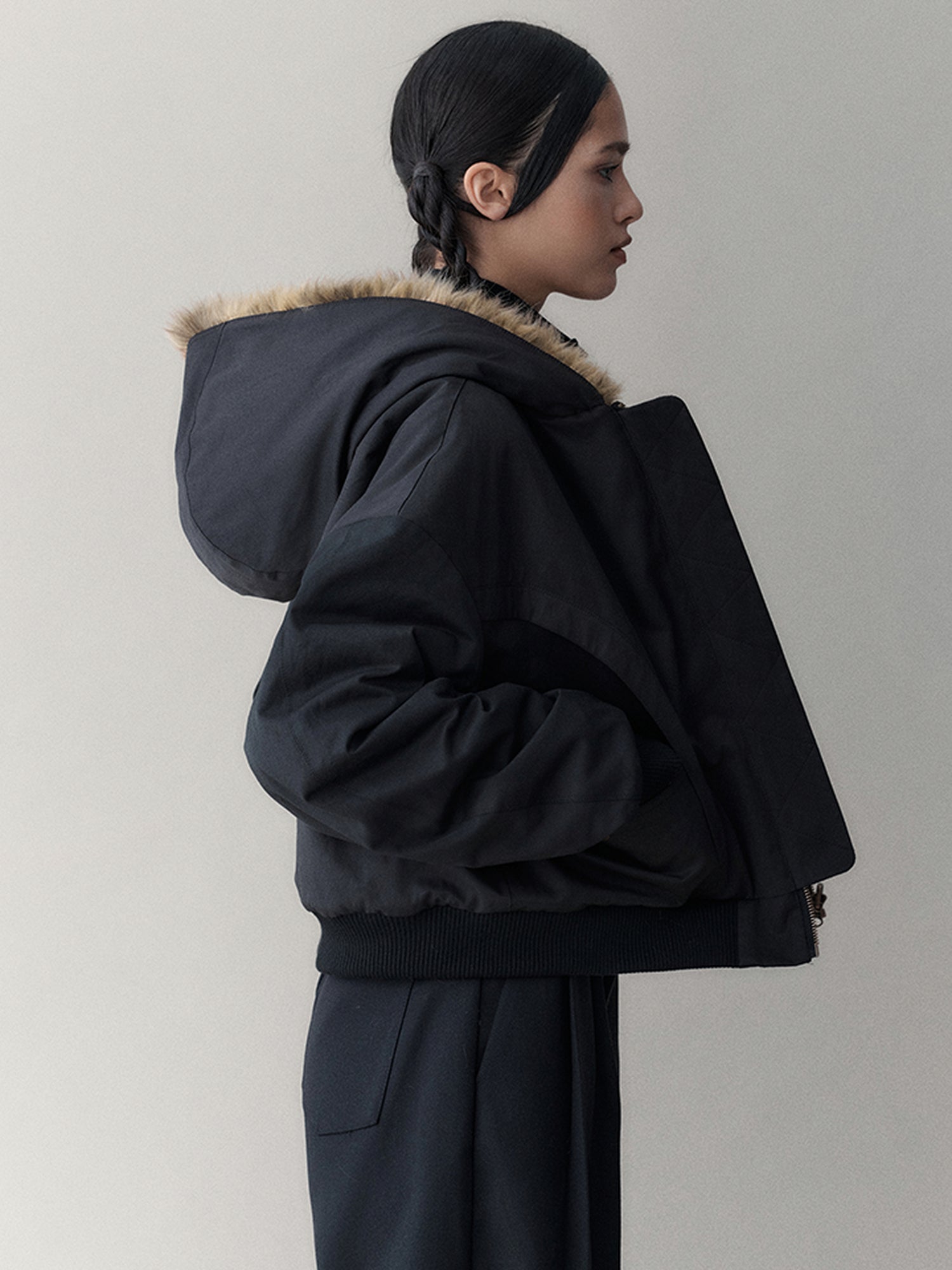 AnnoMundi Twilight Rhythm Winter Eco Fur Short Utility Jacket