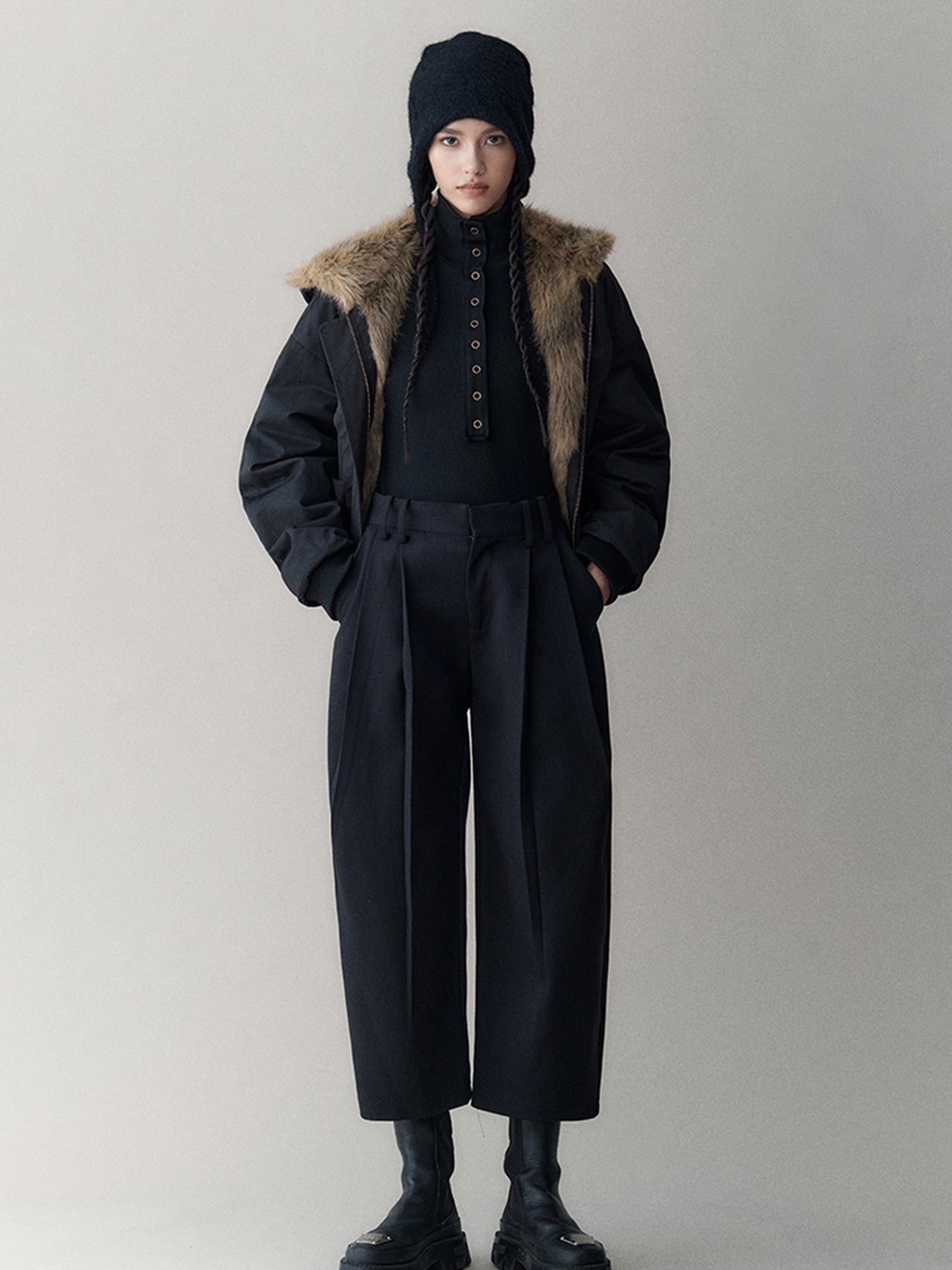 AnnoMundi Twilight Rhythm Winter Eco Fur Short Utility Jacket