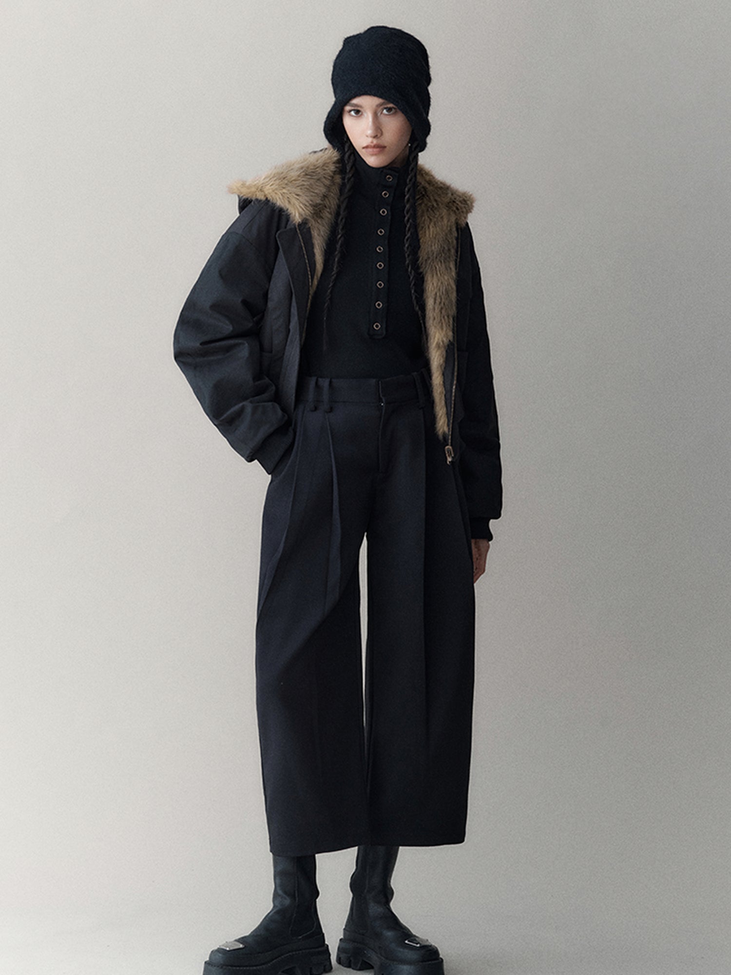 AnnoMundi Twilight Rhythm Winter Eco Fur Short Utility Jacket