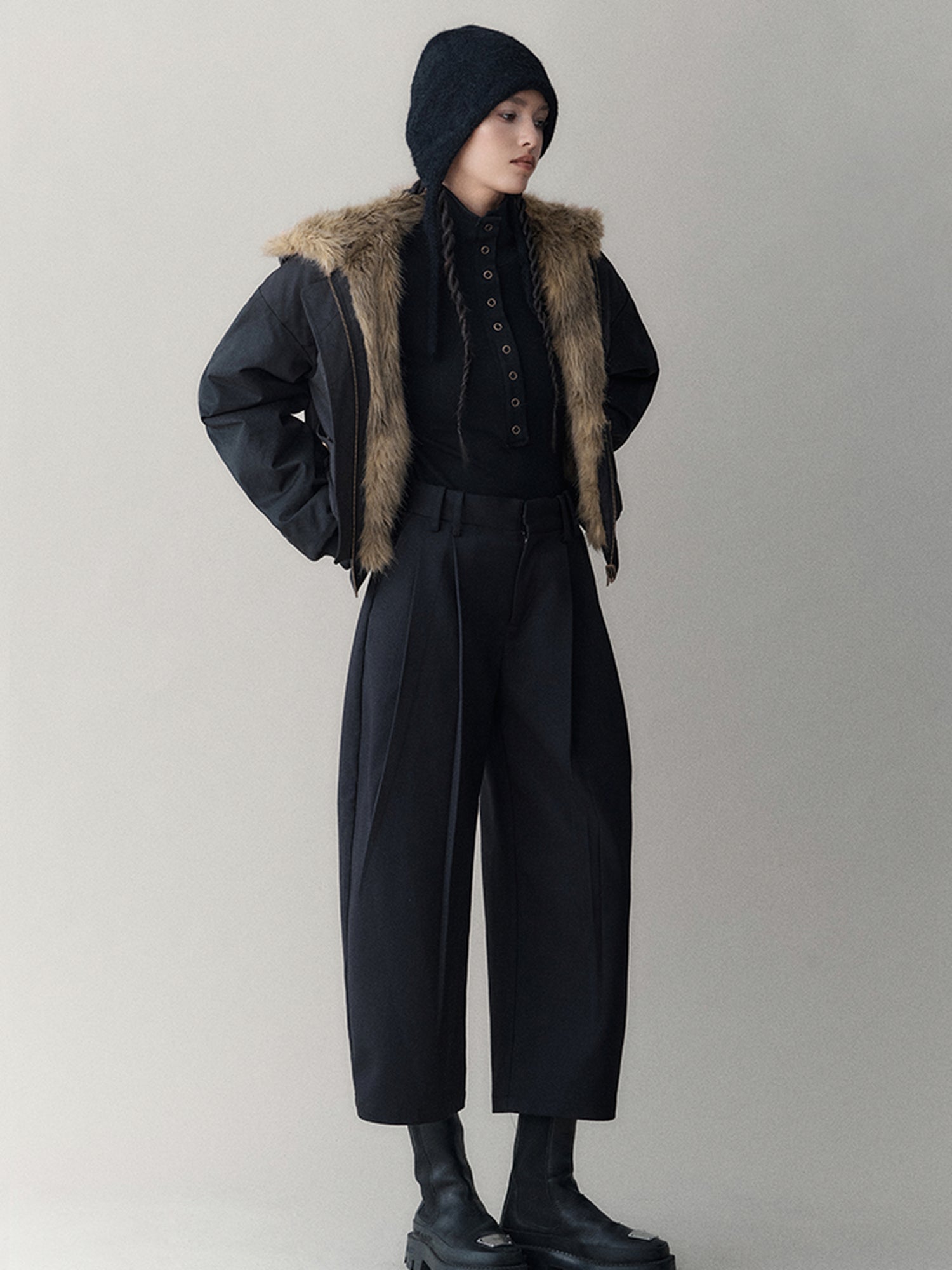 AnnoMundi Twilight Rhythm Winter Eco Fur Short Utility Jacket