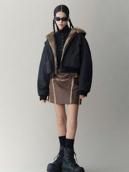 AnnoMundi Twilight Rhythm Winter Eco Fur Short Utility Jacket