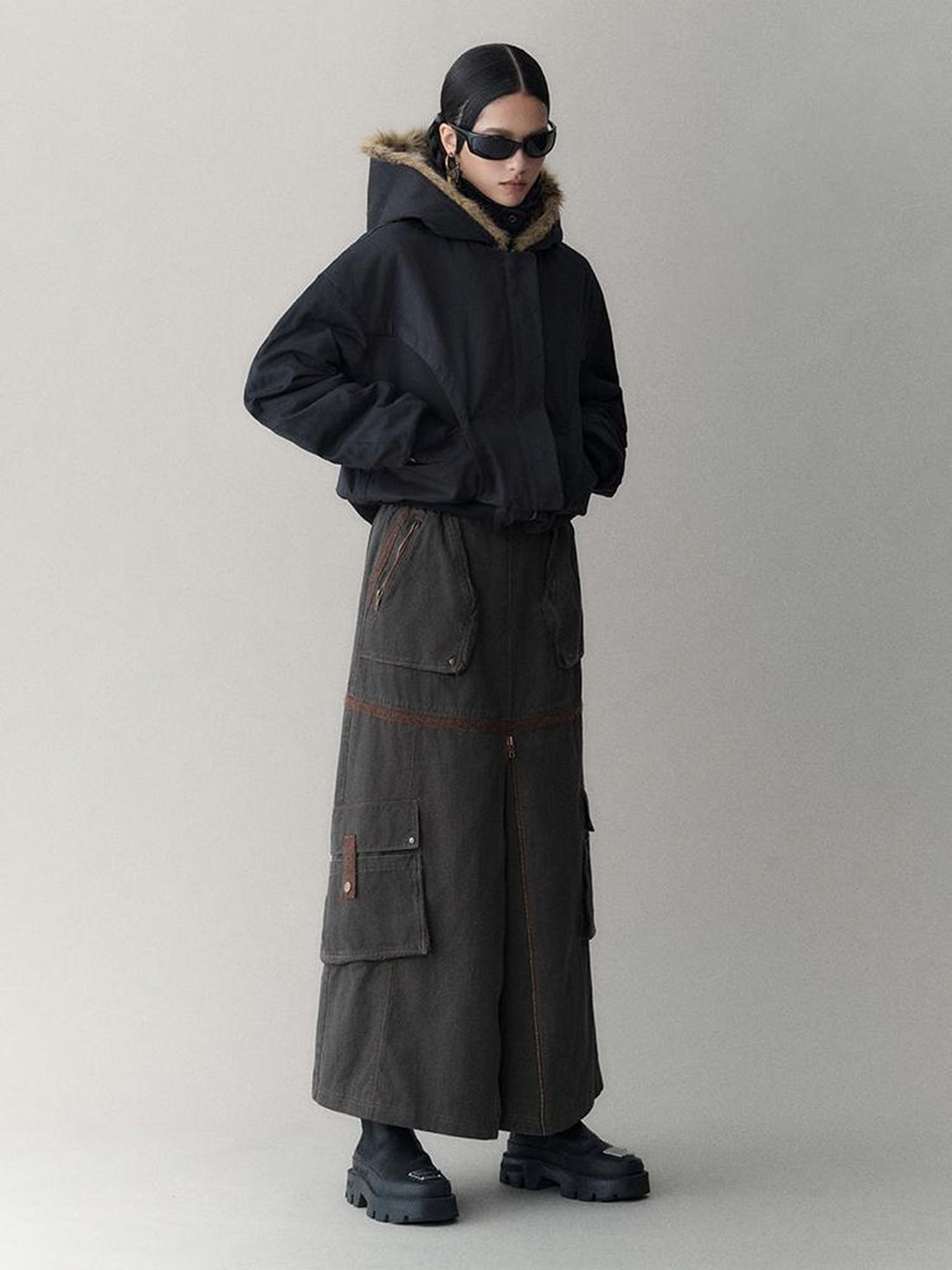 AnnoMundi Twilight Rhythm Winter Eco Fur Short Utility Jacket