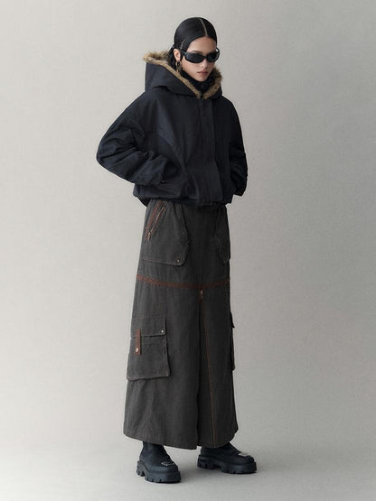 AnnoMundi Twilight Rhythm Winter Eco Fur Short Utility Jacket
