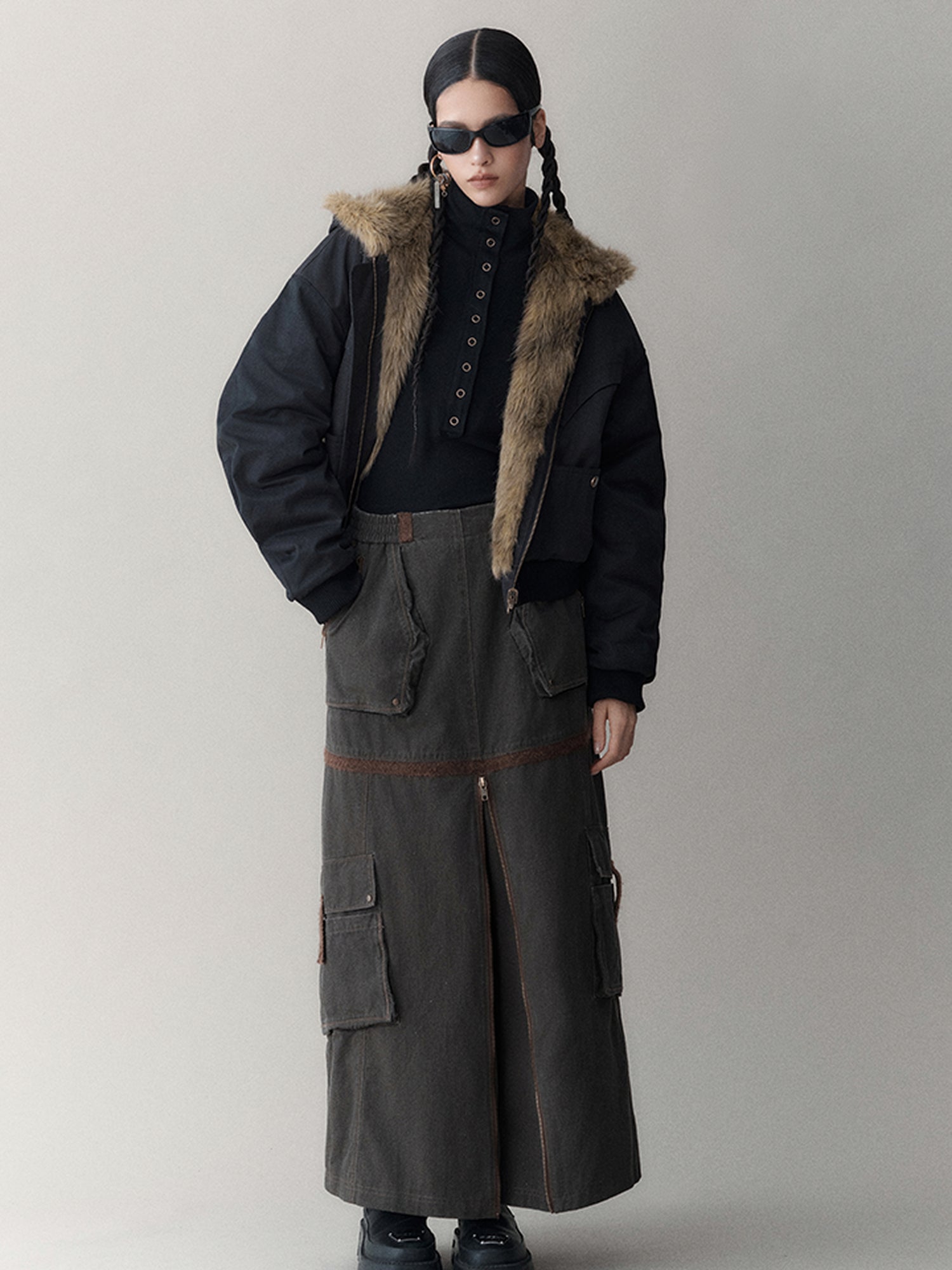 AnnoMundi Twilight Rhythm Winter Eco Fur Short Utility Jacket