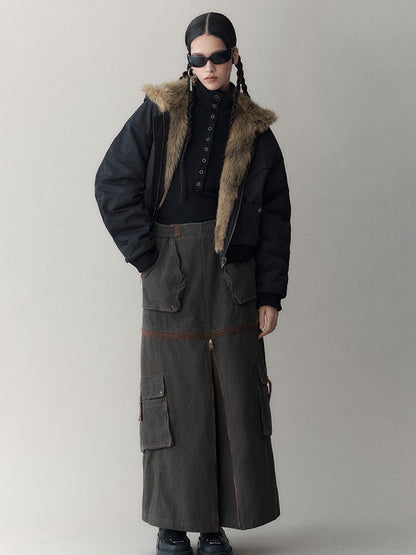 AnnoMundi Twilight Rhythm Winter Eco Fur Short Utility Jacket