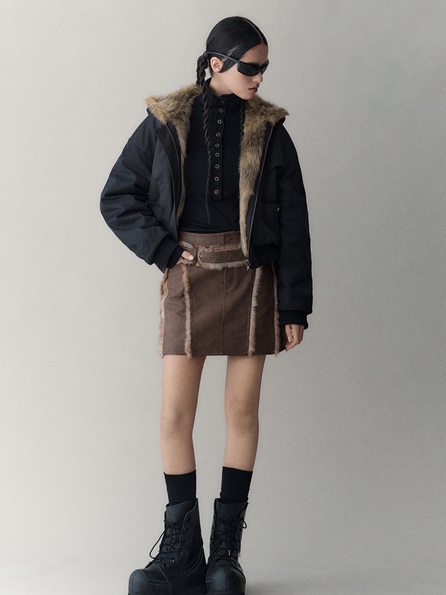 AnnoMundi Twilight Rhythm Winter Eco Fur Short Utility Jacket