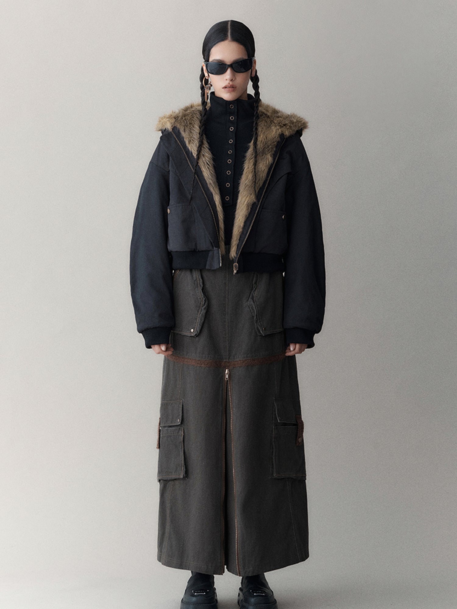 AnnoMundi Twilight Rhythm Winter Eco Fur Short Utility Jacket