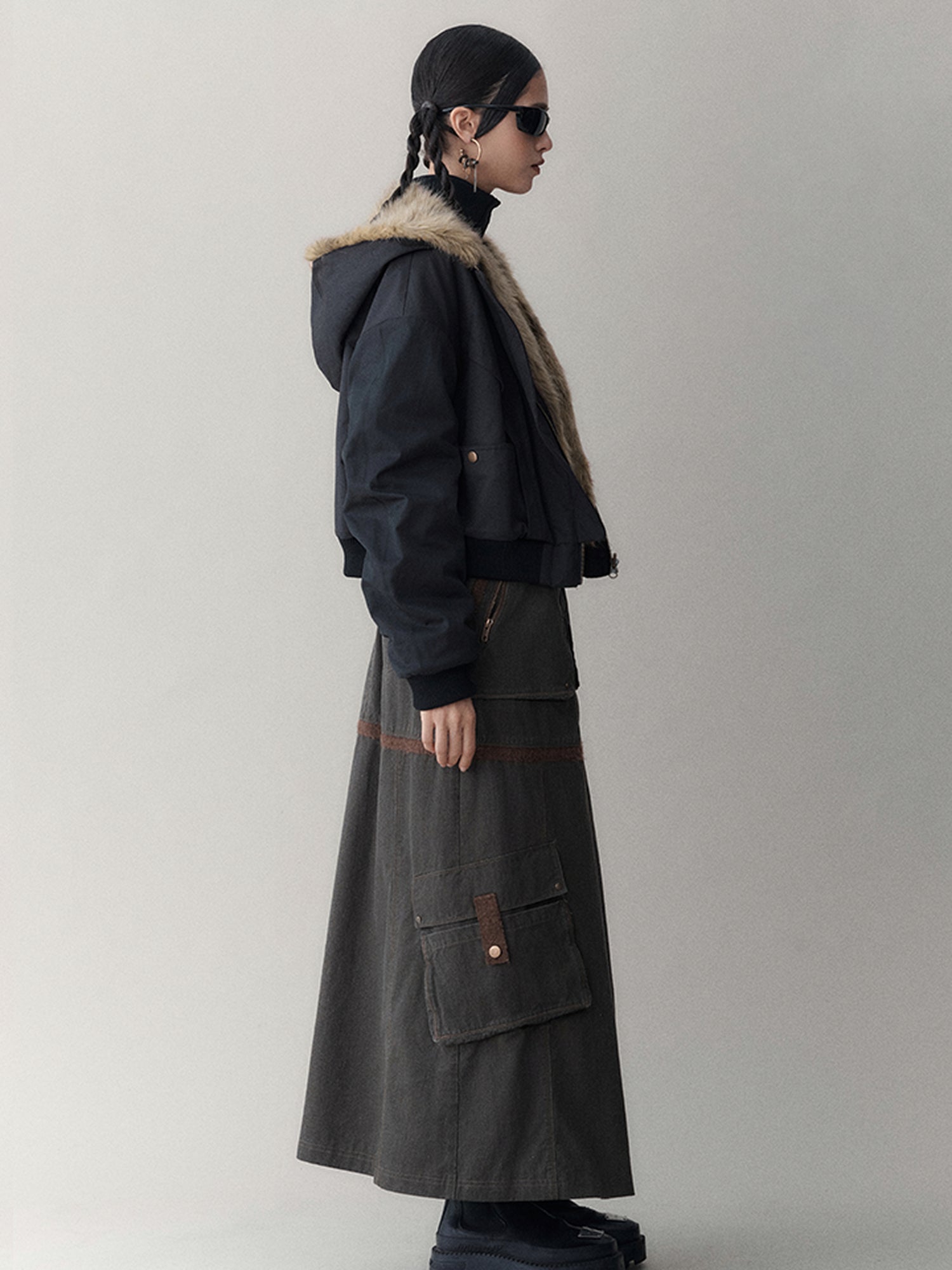 AnnoMundi Twilight Rhythm Winter Eco Fur Short Utility Jacket