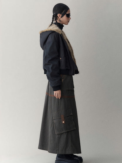 AnnoMundi Twilight Rhythm Winter Eco Fur Short Utility Jacket