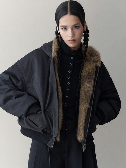 AnnoMundi Twilight Rhythm Winter Eco Fur Short Utility Jacket