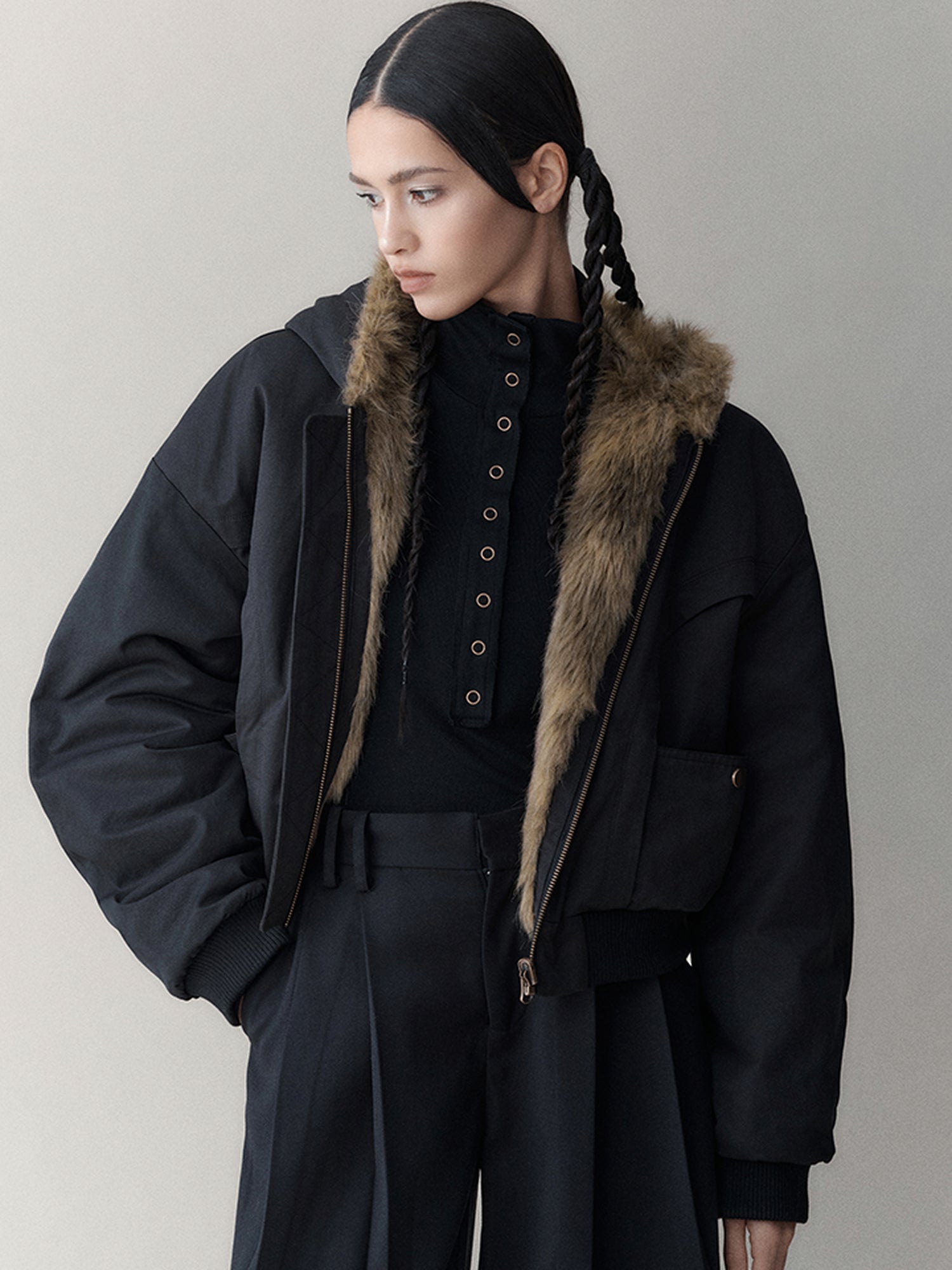 AnnoMundi Twilight Rhythm Winter Eco Fur Short Utility Jacket