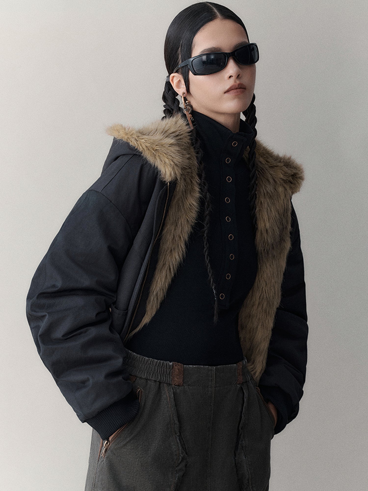 AnnoMundi Twilight Rhythm Winter Eco Fur Short Utility Jacket