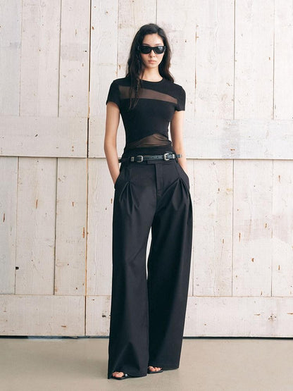AnnoMundi Twill Mesh Spliced Slim Fit Short Women&