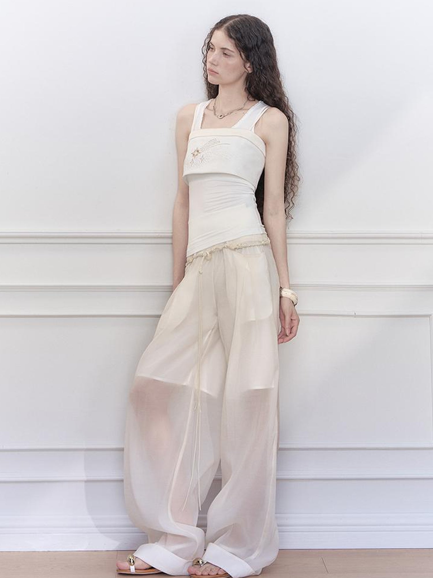 AnnoMundi Two Layer Lace Trimmed Knit Vest Summer Sleeveless Camisole Top