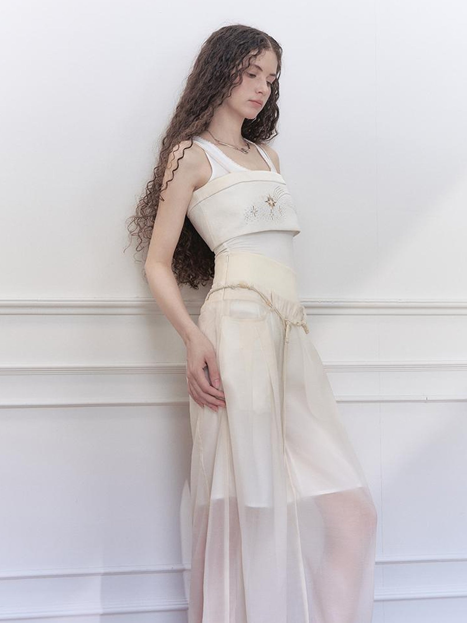 AnnoMundi Two Layer Lace Trimmed Knit Vest Summer Sleeveless Camisole Top