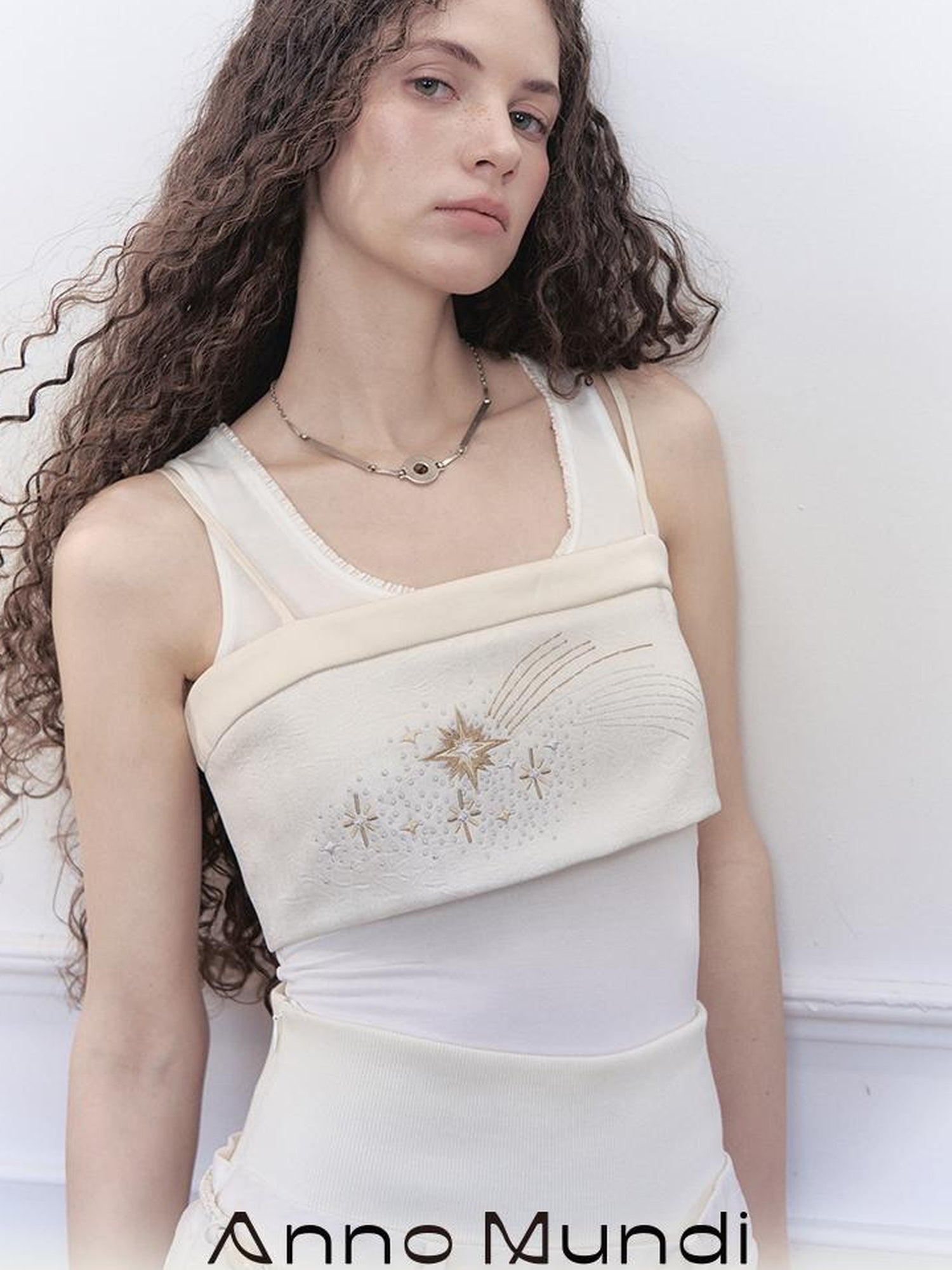AnnoMundi Two Layer Lace Trimmed Knit Vest Summer Sleeveless Camisole Top