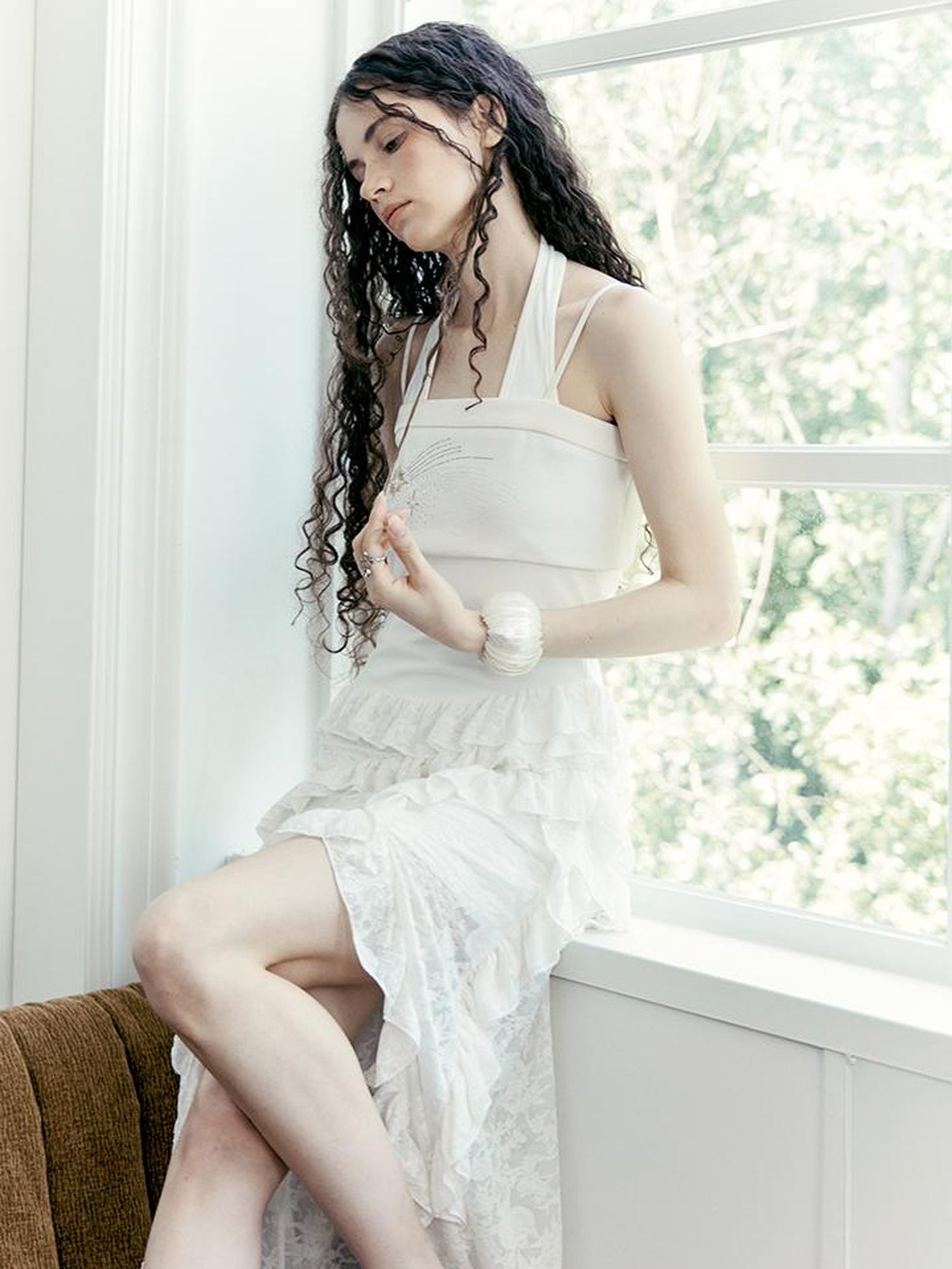 AnnoMundi Two Layer Lace Trimmed Knit Vest Summer Sleeveless Camisole Top