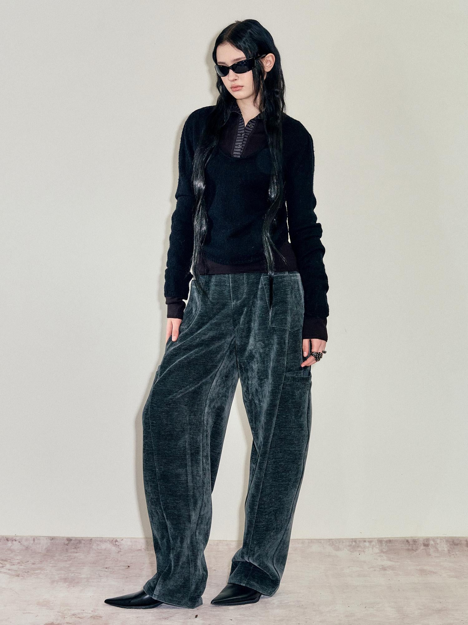 AnnoMundi Two Piece Mohair Overshirt Contrast High Neck Knit Set