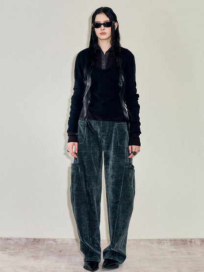 AnnoMundi Two Piece Mohair Overshirt Contrast High Neck Knit Set