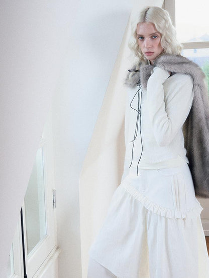 AnnoMundi Two Piece Mohair Overshirt Contrast High Neck Knit Set