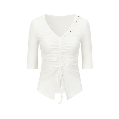 AnnoMundi Two Tone Beaded Drawstring Ruched Slim Women&