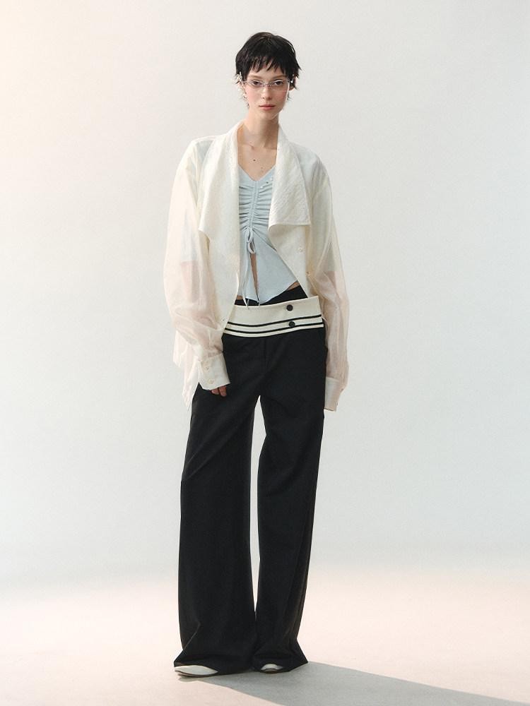 AnnoMundi Two Tone Beaded Drawstring Ruched Slim Women&