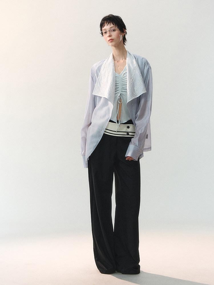 AnnoMundi Two Tone Beaded Drawstring Ruched Slim Women&