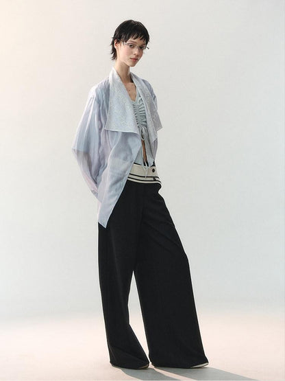 AnnoMundi Two Tone Beaded Drawstring Ruched Slim Women&