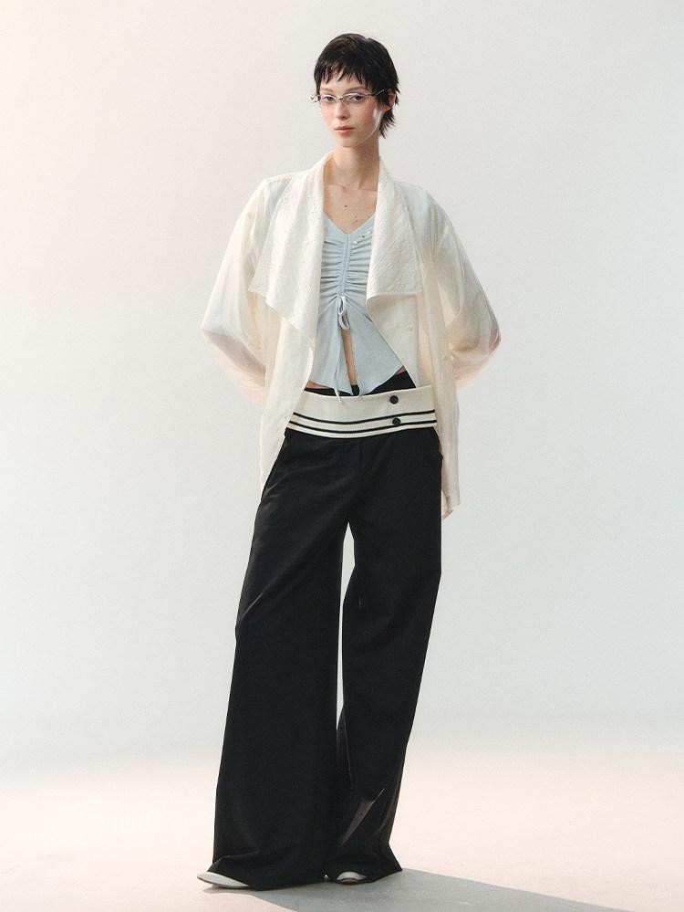 AnnoMundi Two Tone Beaded Drawstring Ruched Slim Women&