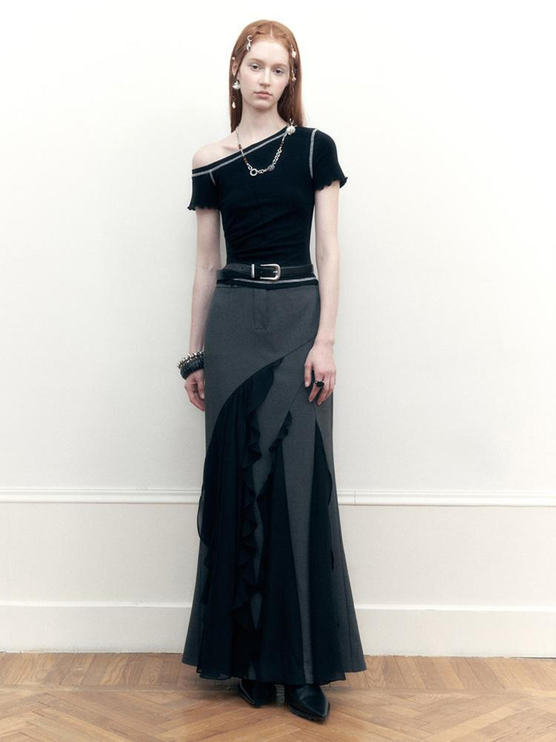 AnnoMundi Two Tone Striped Reversible Mermaid Maxi Skirt