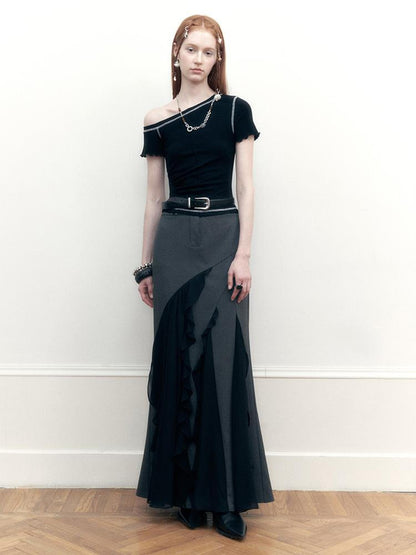 AnnoMundi Two Tone Striped Reversible Mermaid Maxi Skirt