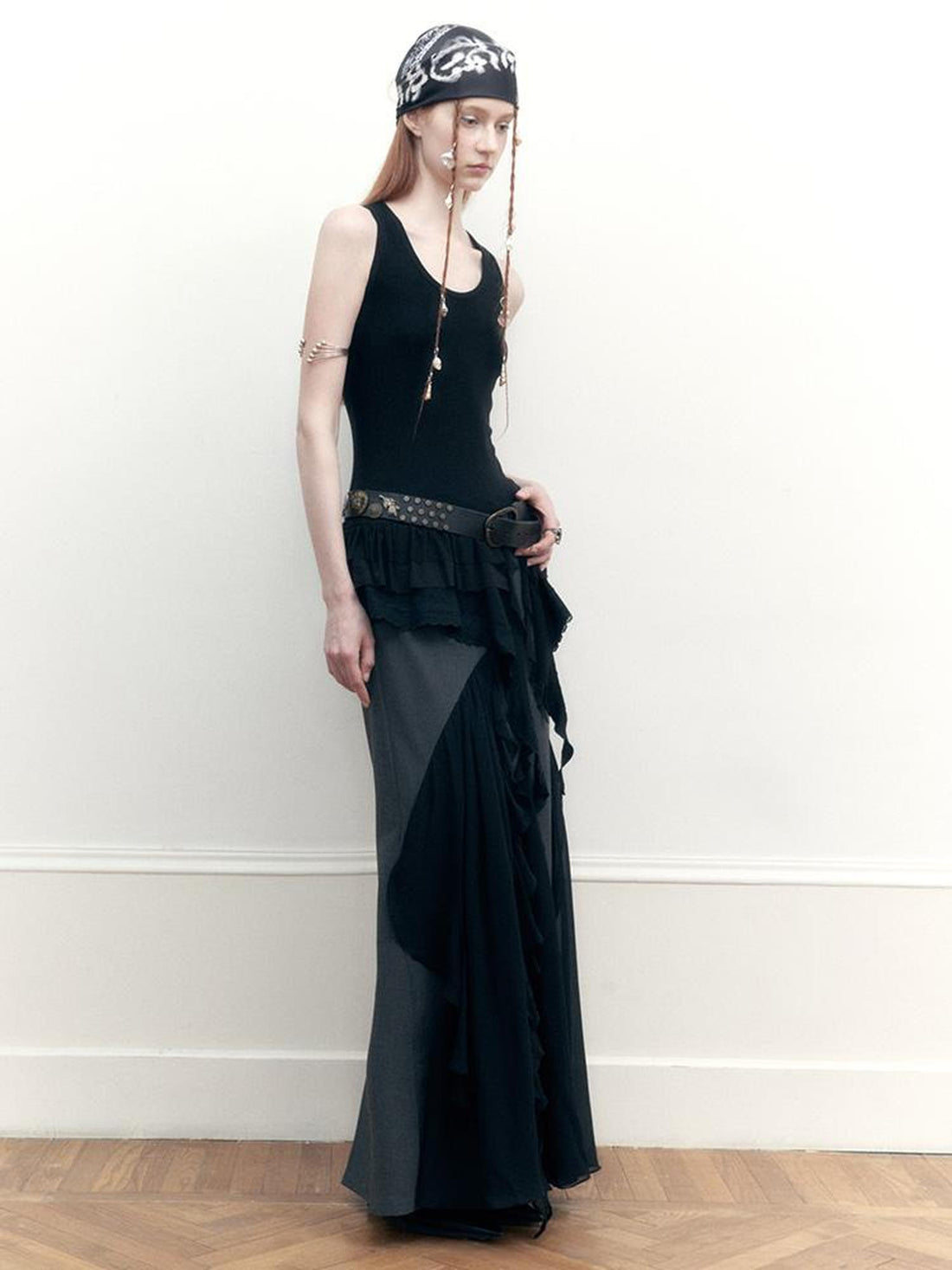 AnnoMundi Two Tone Striped Reversible Mermaid Maxi Skirt