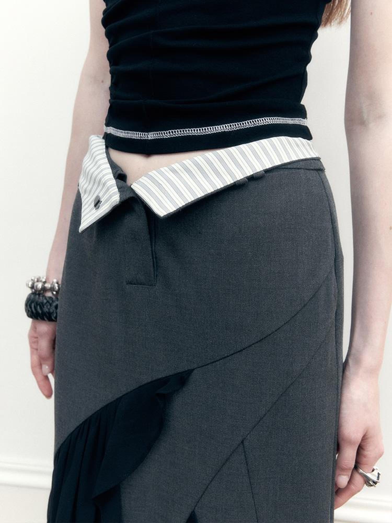 AnnoMundi Two Tone Striped Reversible Mermaid Maxi Skirt