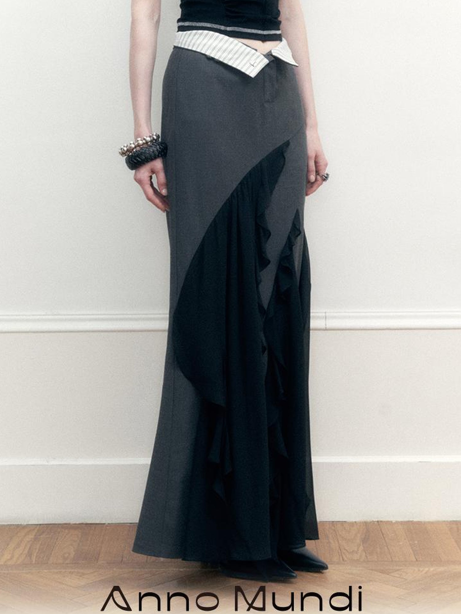 AnnoMundi Two Tone Striped Reversible Mermaid Maxi Skirt