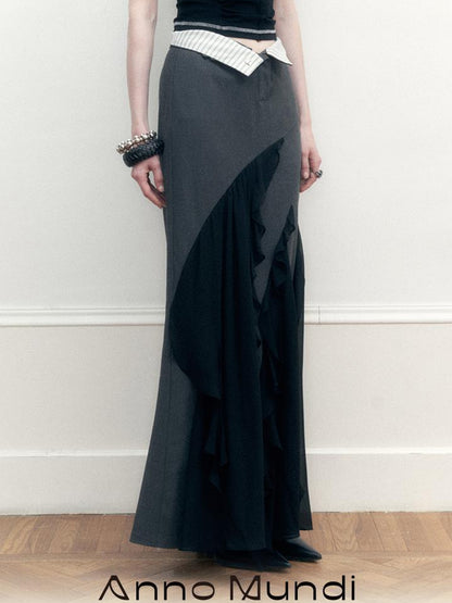 AnnoMundi Two Tone Striped Reversible Mermaid Maxi Skirt