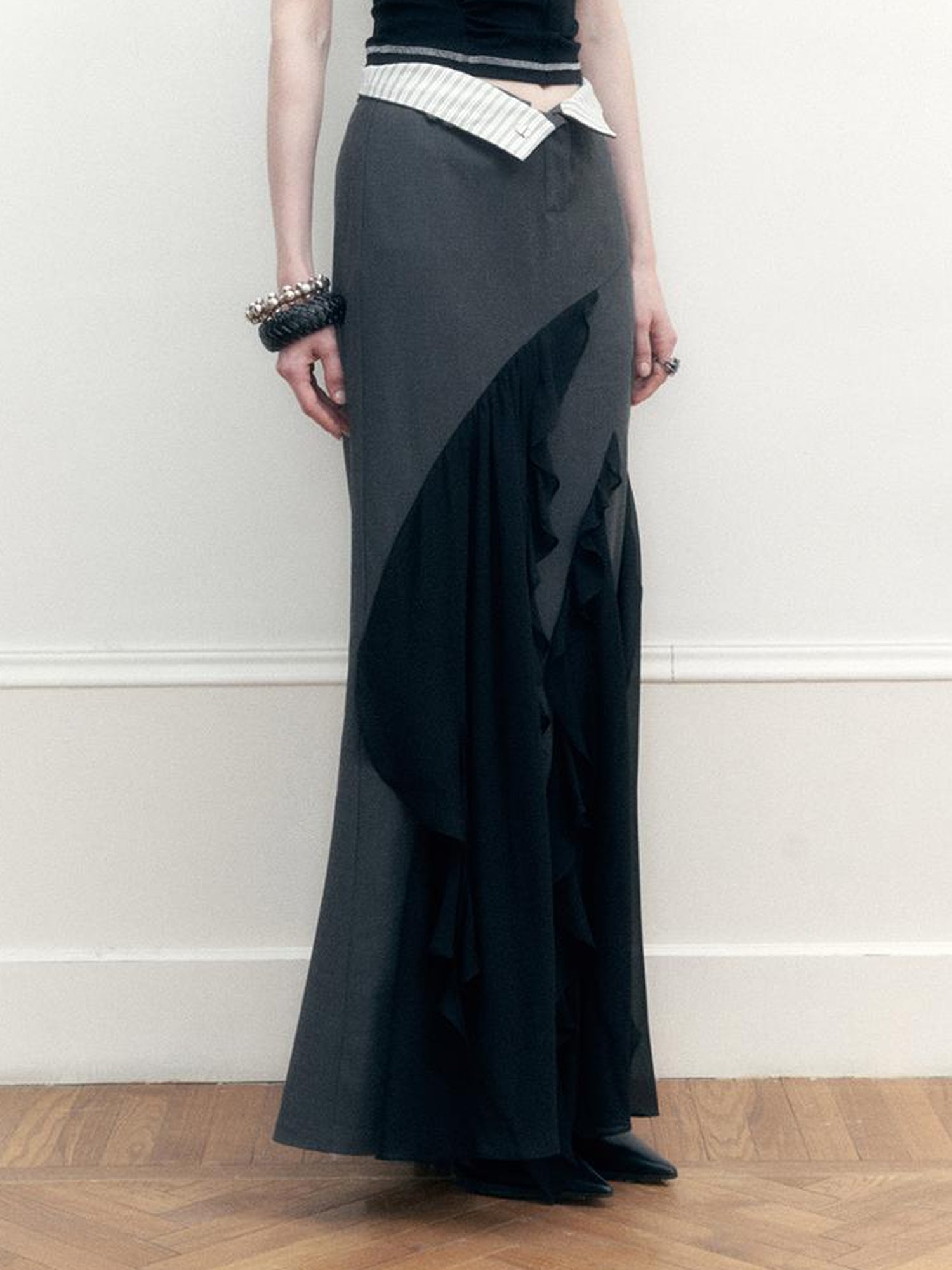 AnnoMundi Two Tone Striped Reversible Mermaid Maxi Skirt