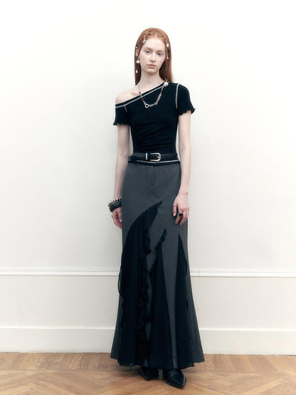 AnnoMundi Two Tone Striped Reversible Mermaid Maxi Skirt